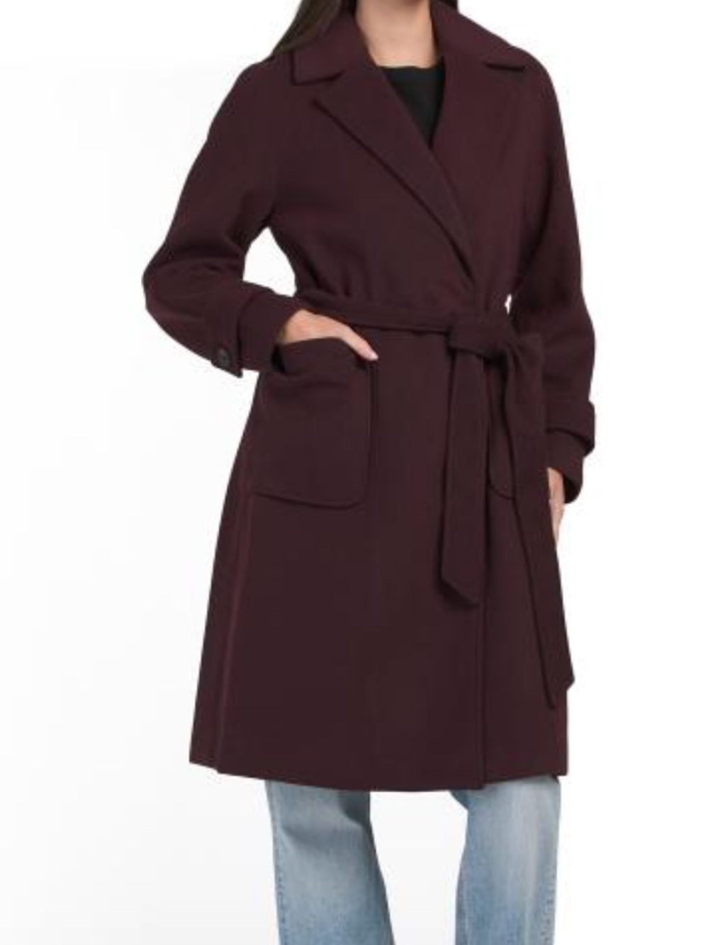 BCBGMAXAZRIA Women's Belted Trench Coat - Burgundy